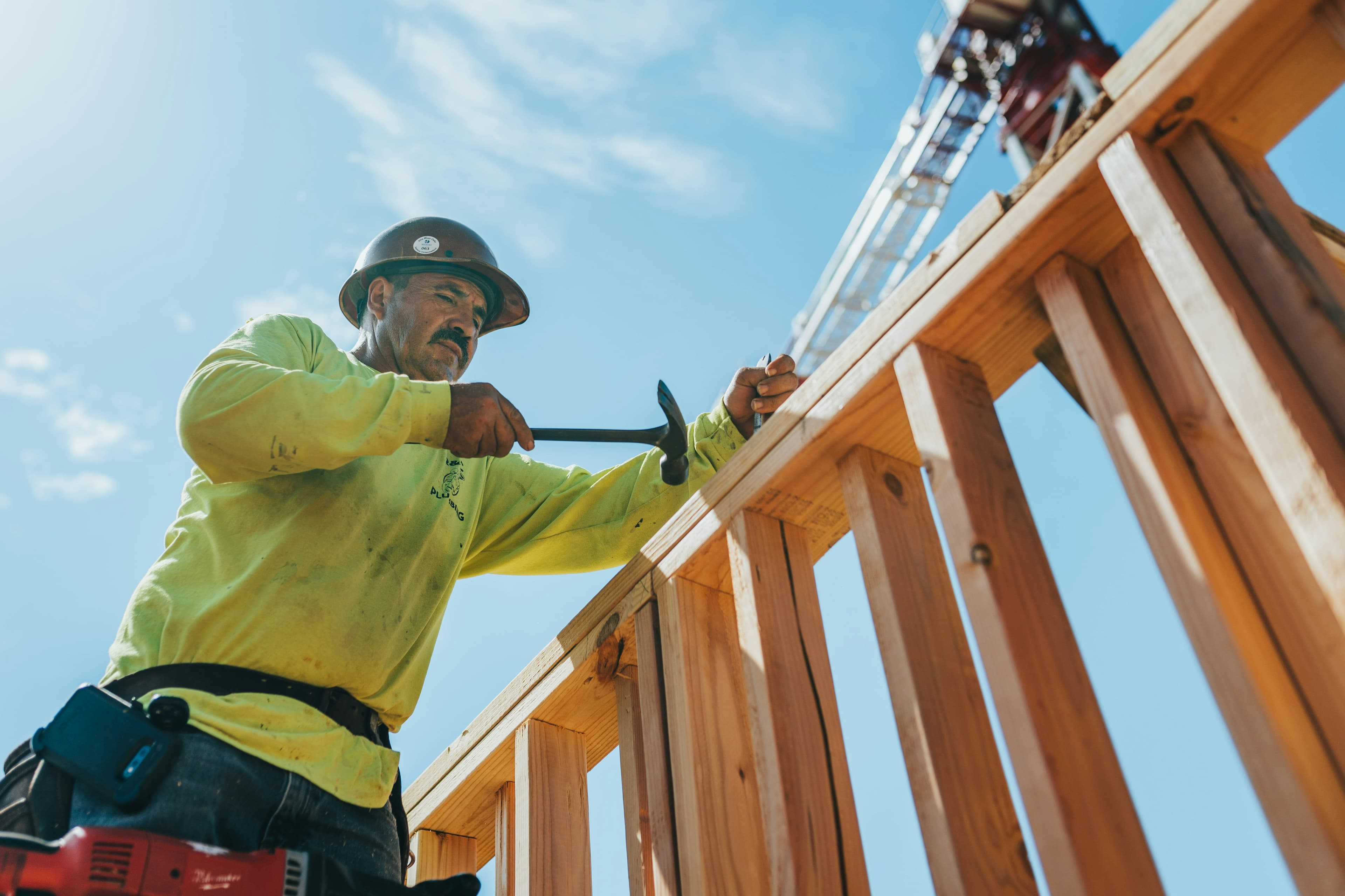 Carpenter framing a roof